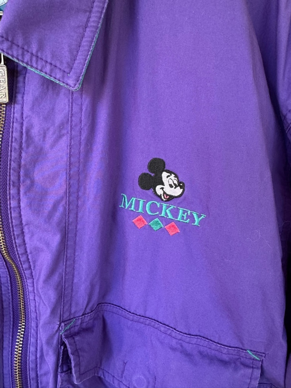 Vtg Gear For Sports Disney Fashions Purple Mickey Embroidered Large Jacket - Picture 2 of 7